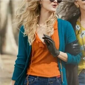 Cabi Sprinkle Ruffle Top Orange Sleeveless Double Layer #3764 Size M